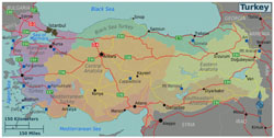 Large regions map of Turkey.