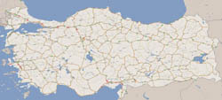 Large road map of Turkey with all cities.