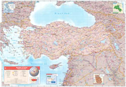 Large scale contry profile map of Turkey.