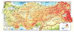 Physical map of Turkey.