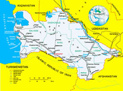Detailed political map of Turkmenistan.