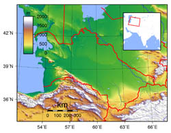 Large physical map of Turkmenistan.