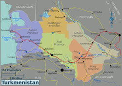 Large regions map of Turkmenistan.