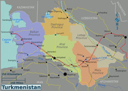 Large regions map of Turkmenistan.