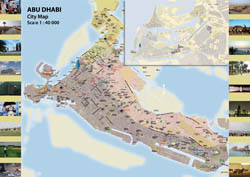 Large detailed map of Abu Dhabi city.