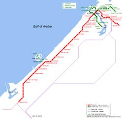 Dubai city metro map.