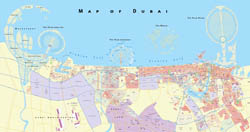 Large detailed road map of Dubai city.