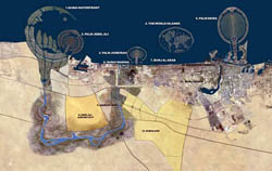 Satellite map of Dubai.