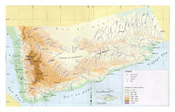 Detailed elevation map of Yemen.