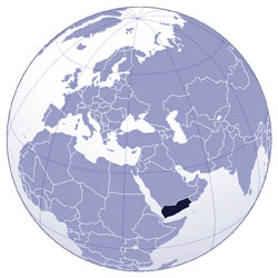 Large location map of Yemen.