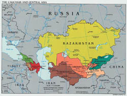 Political map of the Caucasus and Central Asia - 2003.