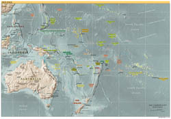 Large detailed political map of Australia and Oceania with relief, capitals and major cities - 2001. Large detailed political map of Australia and Oceania with relief, capitals and major cities - 2001.