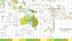 Large detailed time zones map of Australia and Oceania.