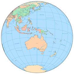 Large political map of Australia and Oceania.