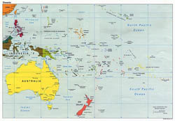 Large political map of Australia and Oceania with capitals - 1997.
