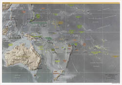 Large political map of Australia and Oceania with relief and capitals - 1999.