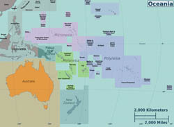 Large regions map of Australia and Oceania.