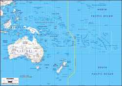 Large road map of Australia and Oceania with major cities.