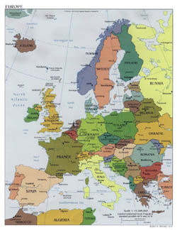 Large political map of Europe- 2001.
