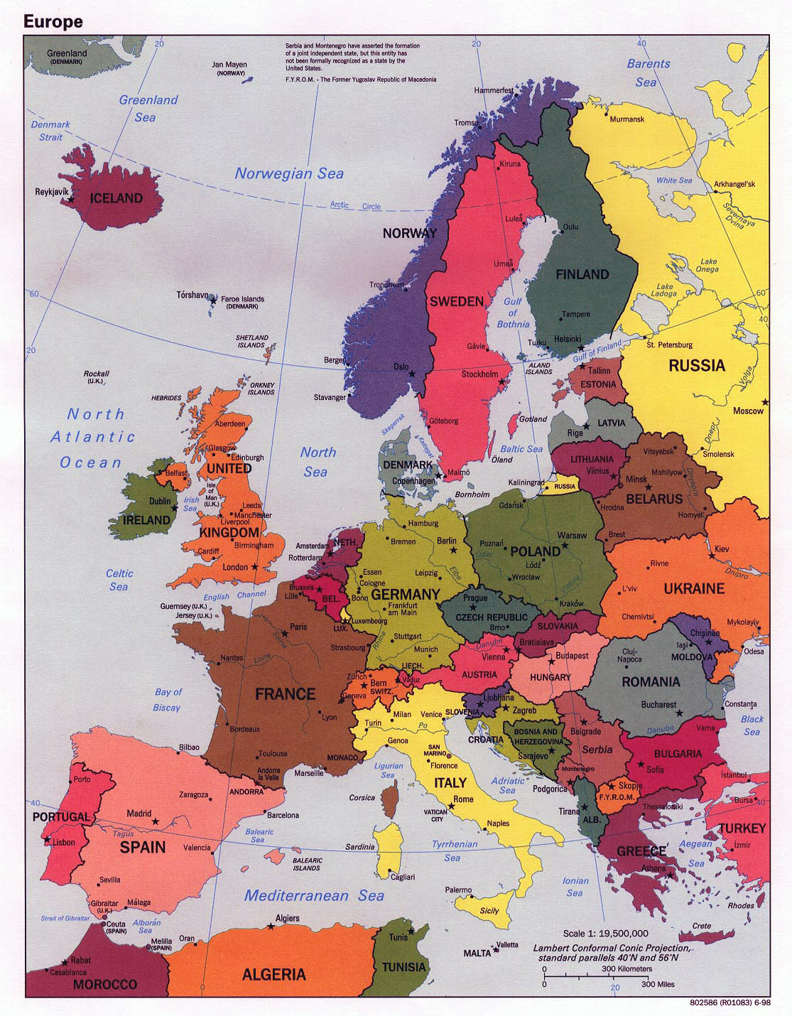 Large Detailed Political Map Of Europe With All Cities And Roads