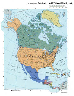 Large detailed political map of North America.