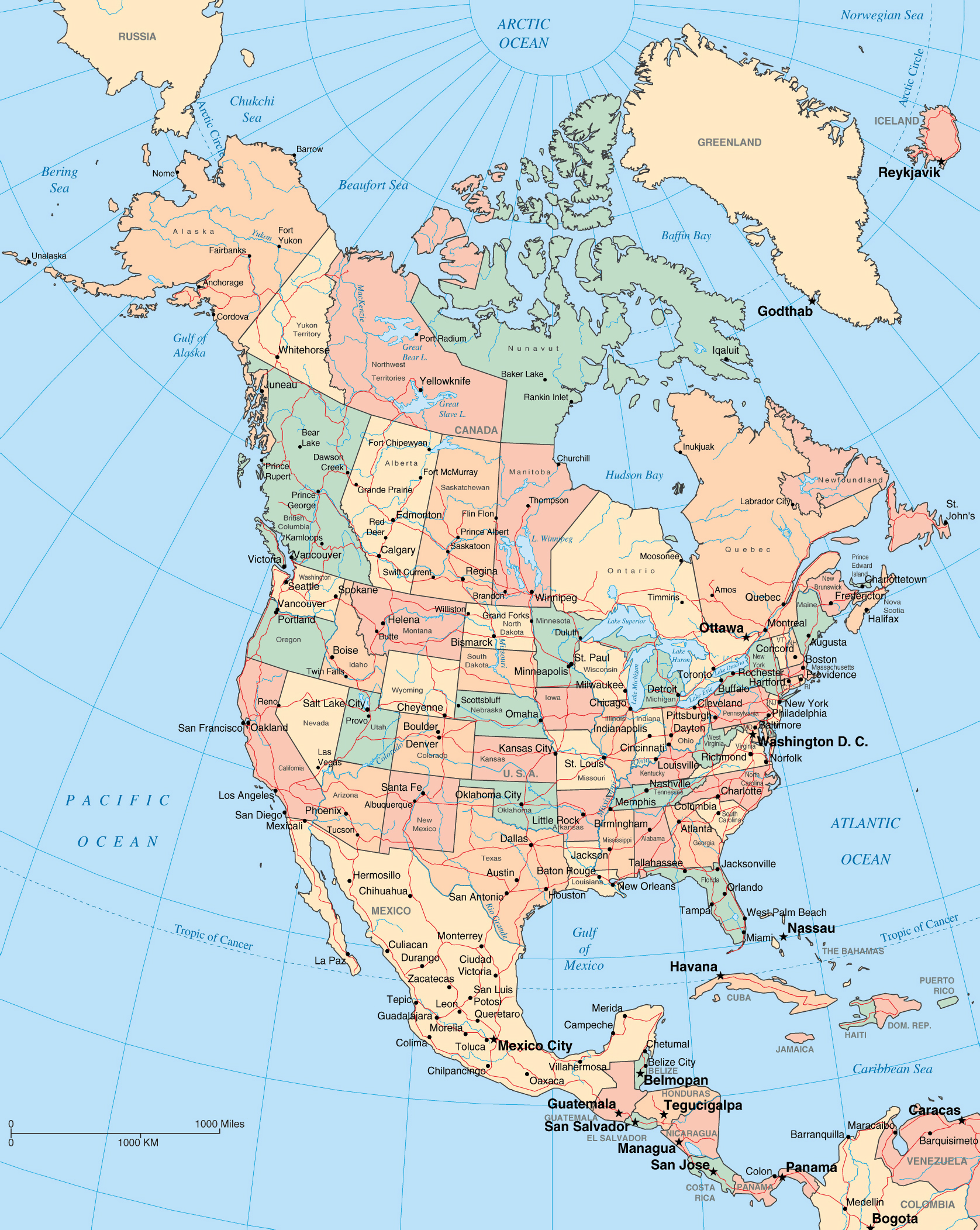 Maps Of North America And North American Countries Political