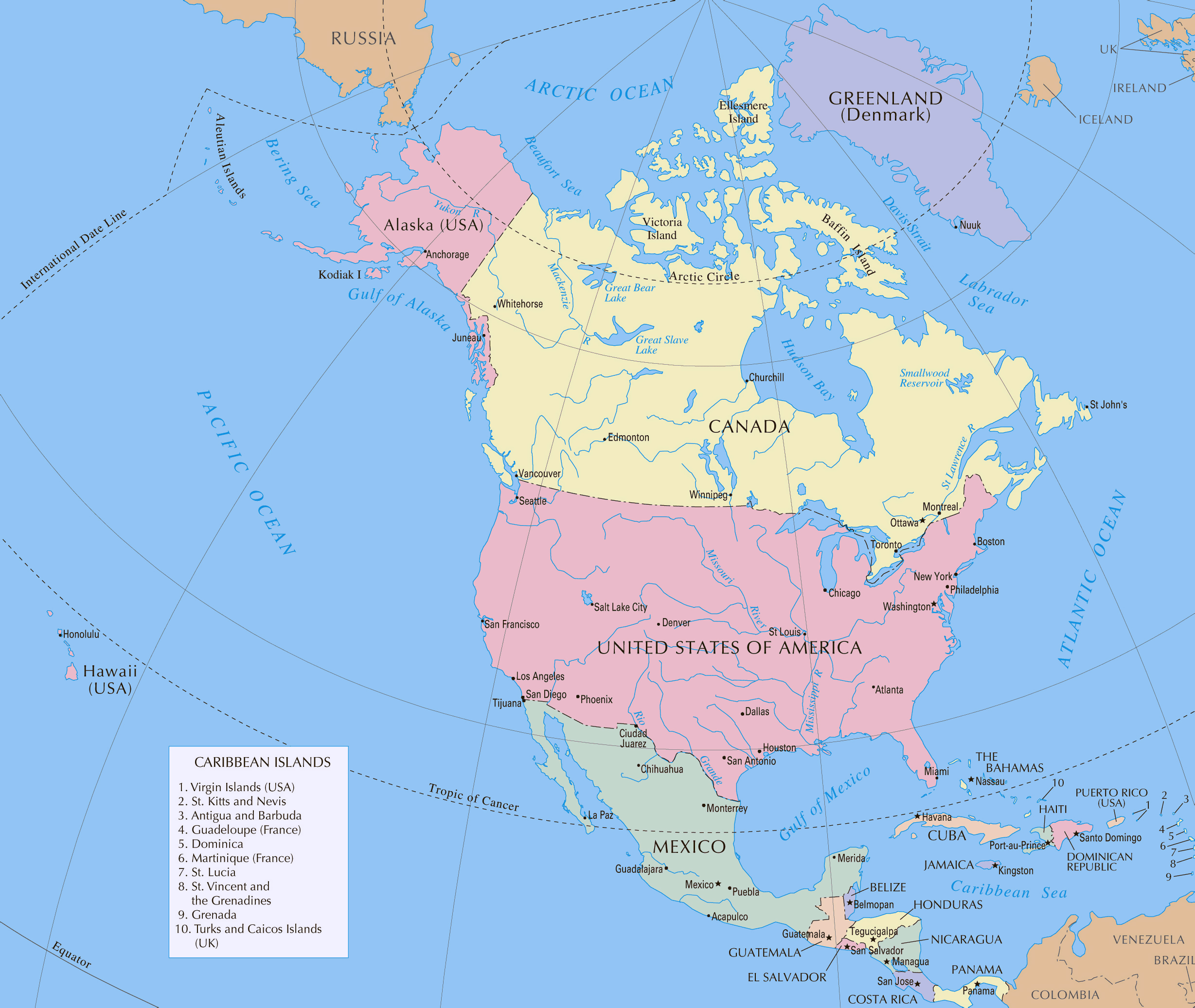 Political Map Of North America