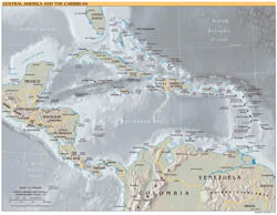 Large scale political map of Central America and the Carribean - 2000.
