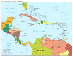 Large scale political map of Central America with major cities - 2012.