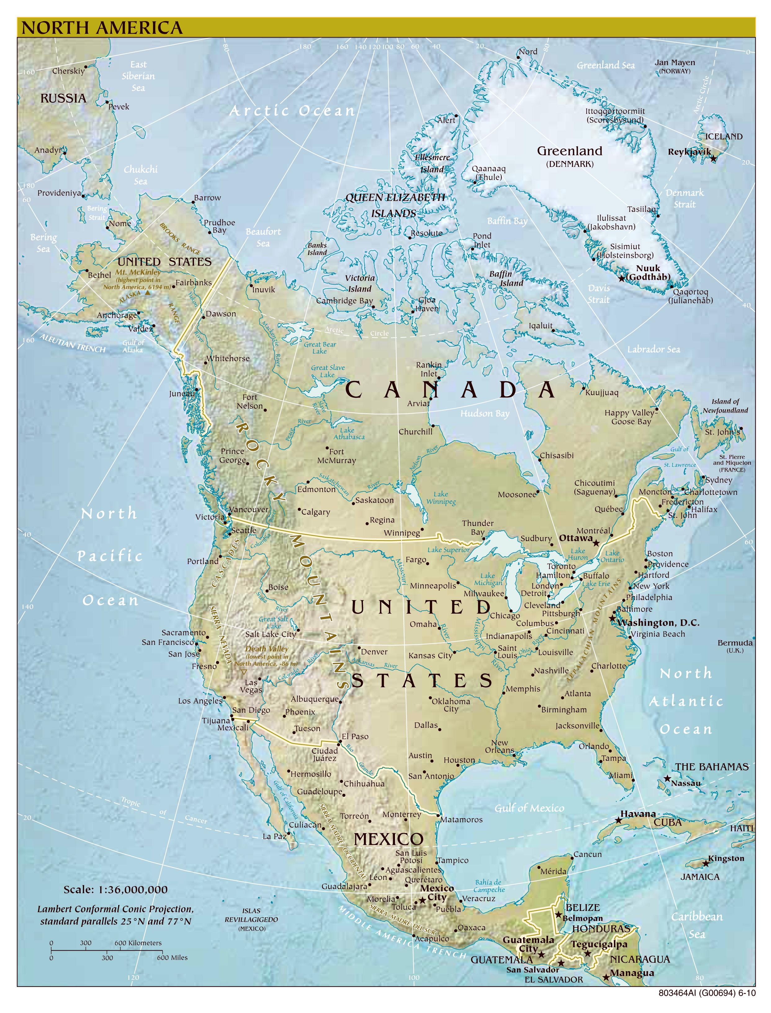 Map Of Countries In North America