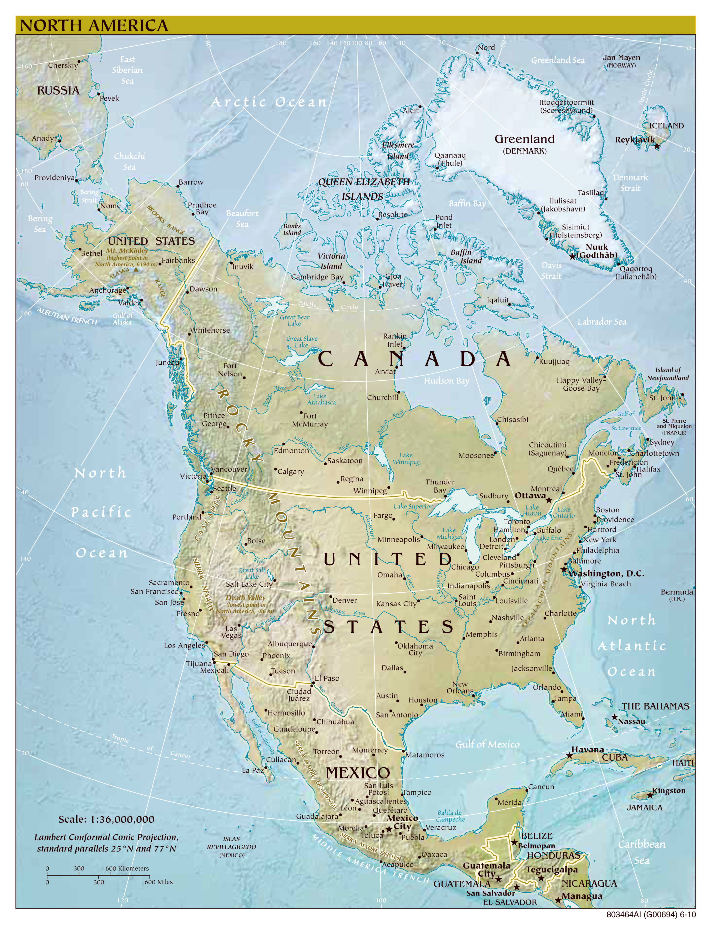 North America Map Countries And Cities Wayne Baisey