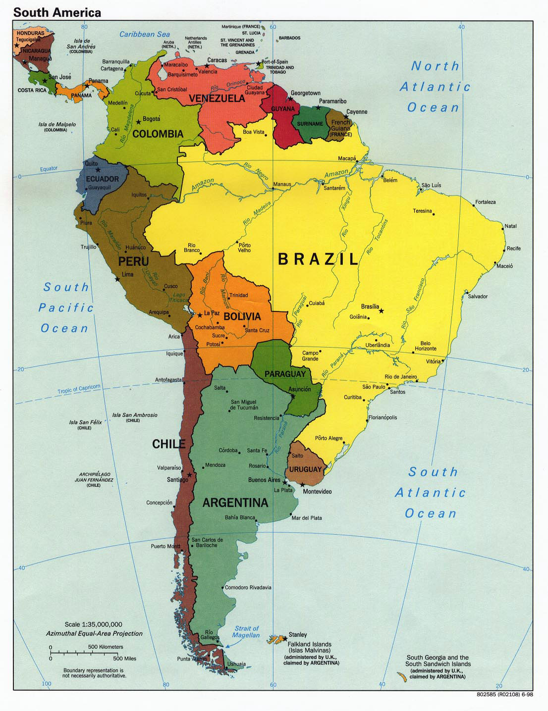 Political Map Of South America