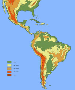 Large elevation map of South America.