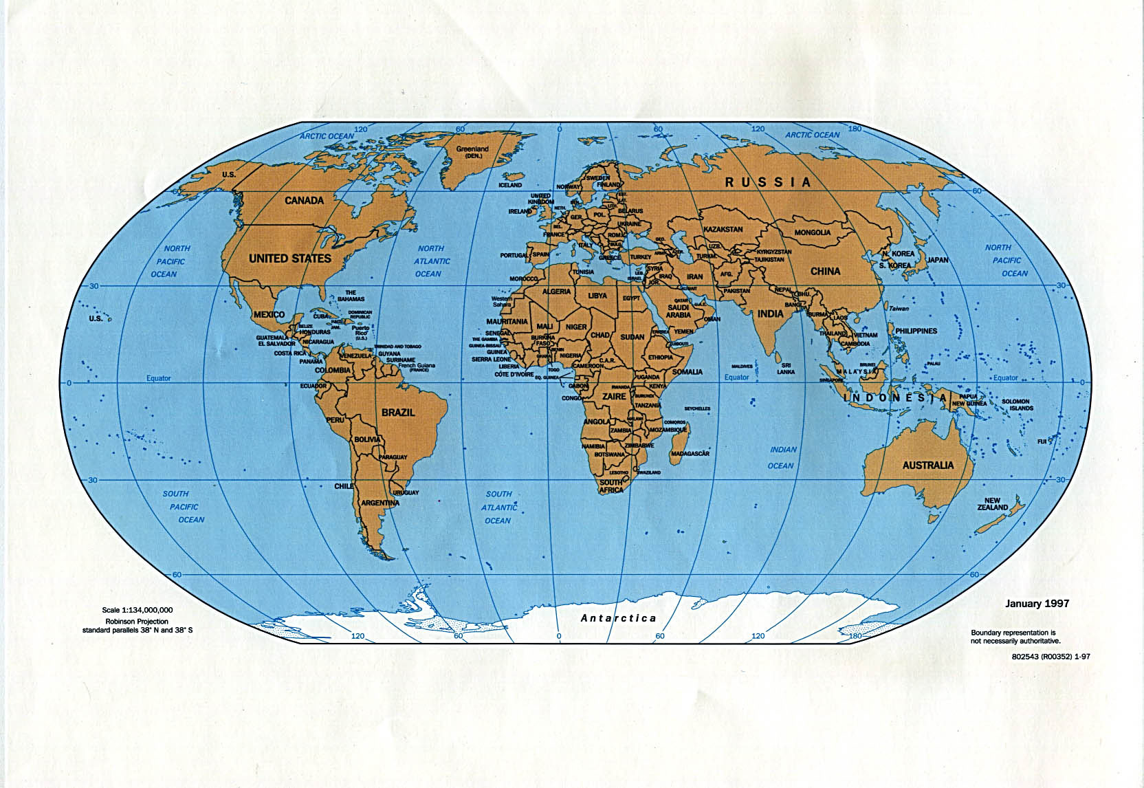 detailed political map of the World 1997