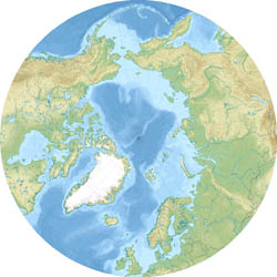 Detailed relief map of Arctic Ocean.