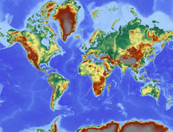 Large detailed World topographical map.