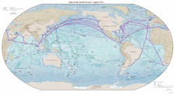 Large detailed map of World Oceans - 2013.