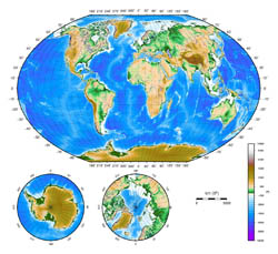 Large detailed physical map of the World.