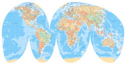 Large detailed political map of the World at cutaway.