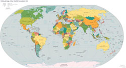 Large detailed political map of the World with major cities - 2011.