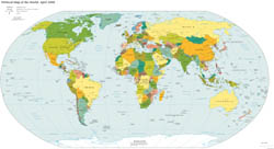 Large detailed political map of the World with capitals and major cities - 2008.