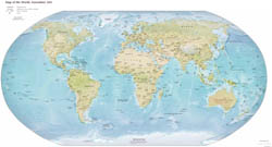 Large detailed political map of the World with relief - 2011.