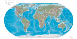 Large political map of the World with relief and major cities - 2004.