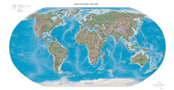 Large political map of the World with relief and major cities - 2008.