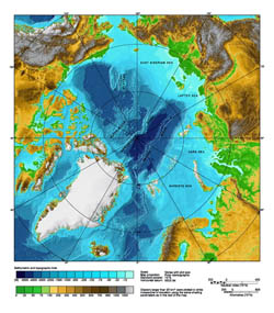 Physical map of Arctic Ocean.