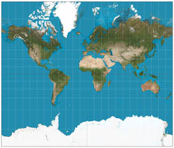 Satellite map of the World.