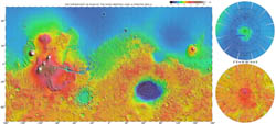 Large scale (HiRes) detailed topographic map of Mars.